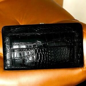 Black Faux Alligator Hard Case Wallet